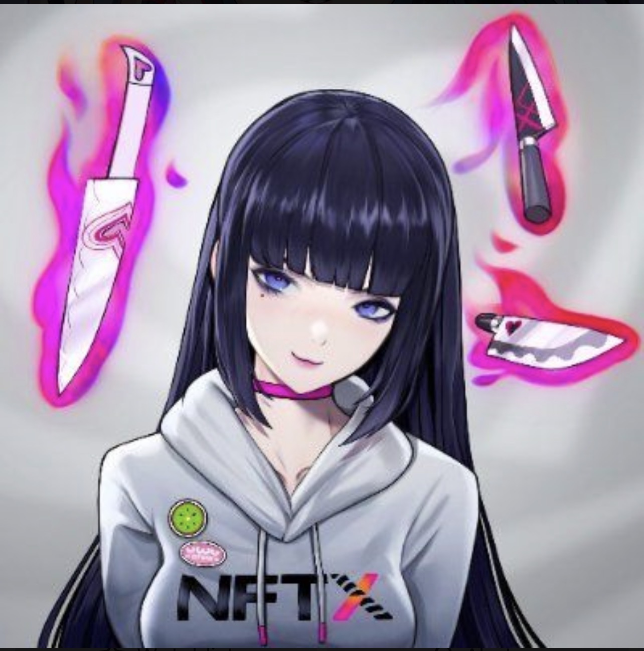 Cute Anime Girl with Knives